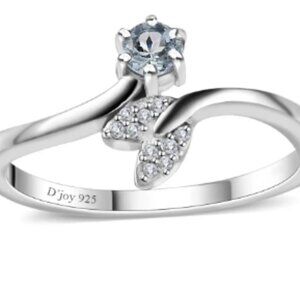 Santa Maria Aquamarine and White Zircon Fish Tail Bypass Ring